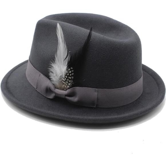 Classic Fedora Hats for Men & Women Vintage Style Short Brim Felt Hat - Picture 4 of 7